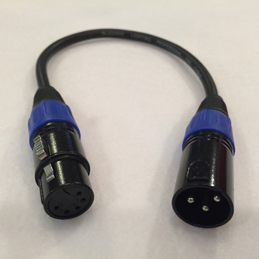 Blizzard Lighting DMX-5PIN-FEMALE-TURN 3-Pin Male to 5-Pin Female 1ft Cable DMX Cool Cable