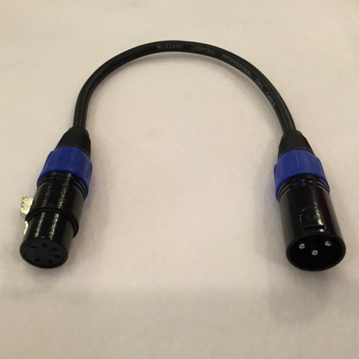 Blizzard Lighting DMX-5PIN-FEMALE-TURN 3-Pin Male to 5-Pin Female 1ft Cable DMX Cool Cable