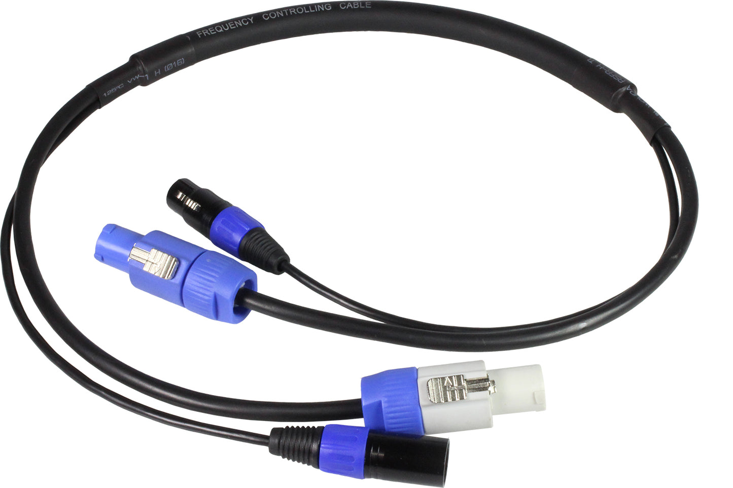 Blizzard Lighting DMXPC-3 Cool Cable / 3 ft PowerCon compatible (male-blue) to (male-white) 14 AWG power + 3-pin XLR(M) – XLR(F) 120 ohm DMX combo cable