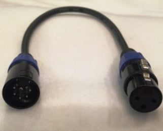 Blizzard Lighting DMX-5PIN-MALE-TURN 3-Pin Female to 5-Pin Male 1ft Cable DMX Cool Cable
