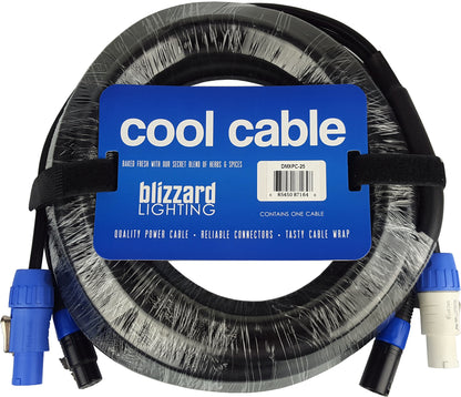 Blizzard DMXPC-25 Cool Cable / 25 ft PowerCon compatible (male-blue) to (male-white) 14 AWG power + 3-pin XLR(M) – XLR(F) 120 ohm DMX combo cable